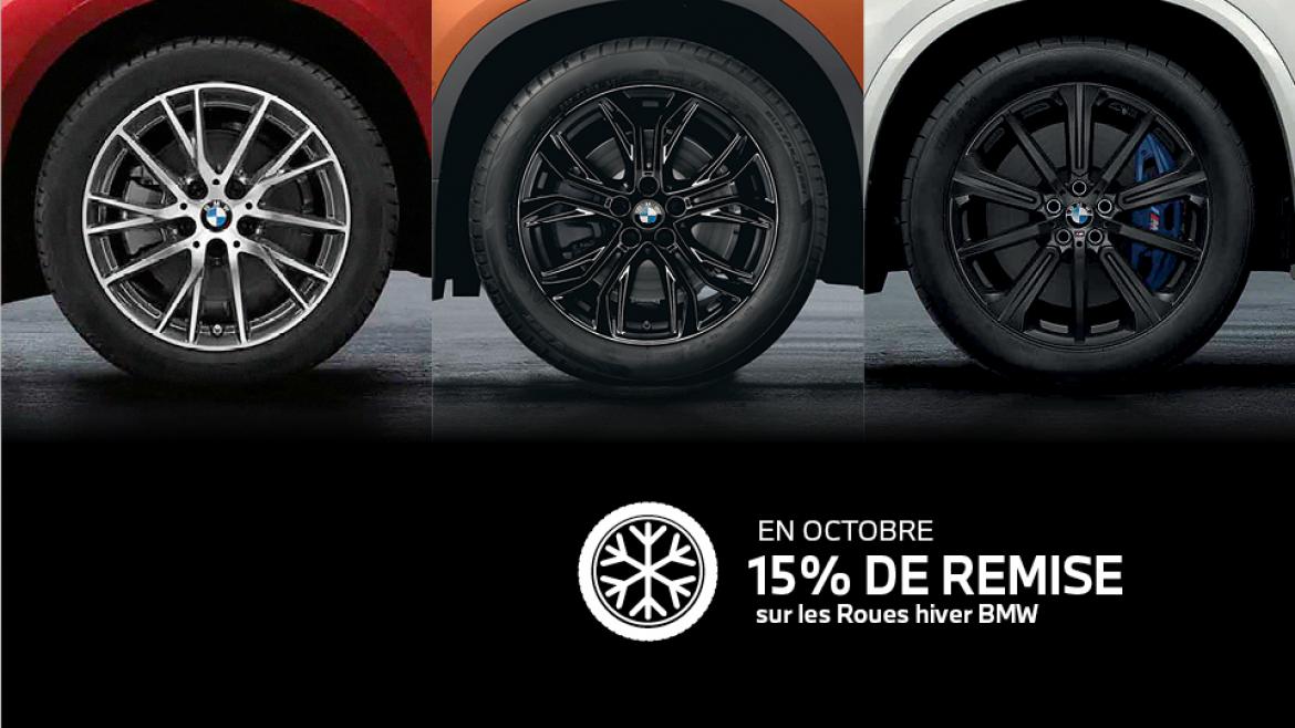15 % DE REMISE SUR LES ROUES HIVER BMW.